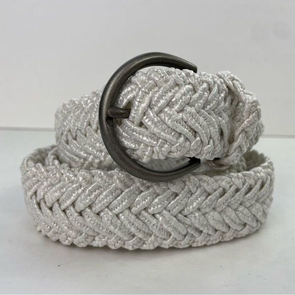 White Stretch Braided Raffia Seagrass Belt - Picture 3 of 12